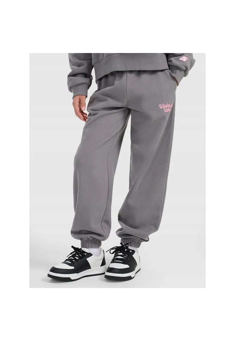 Pantaloni sport fete  bumbac, gri