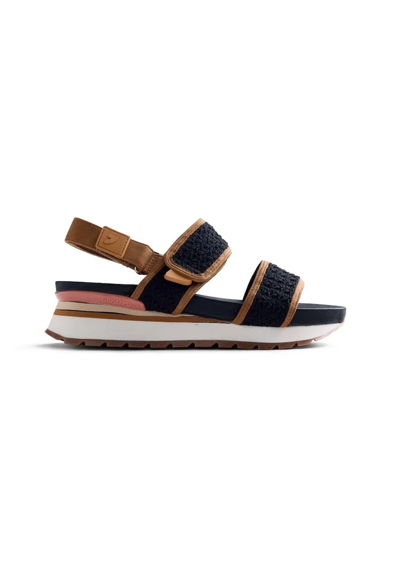 Sandale wedge cu aspect crosetat, Negru/Maro