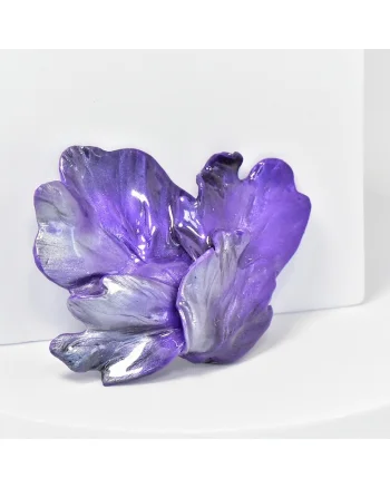 Brosa  din lut polimeric si rasina epoxidica, design floral, unicat, 5x7cm