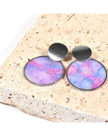 Cercei  din lut polimeric si rasina epoxidica, originali, usori, multicolor, handmade