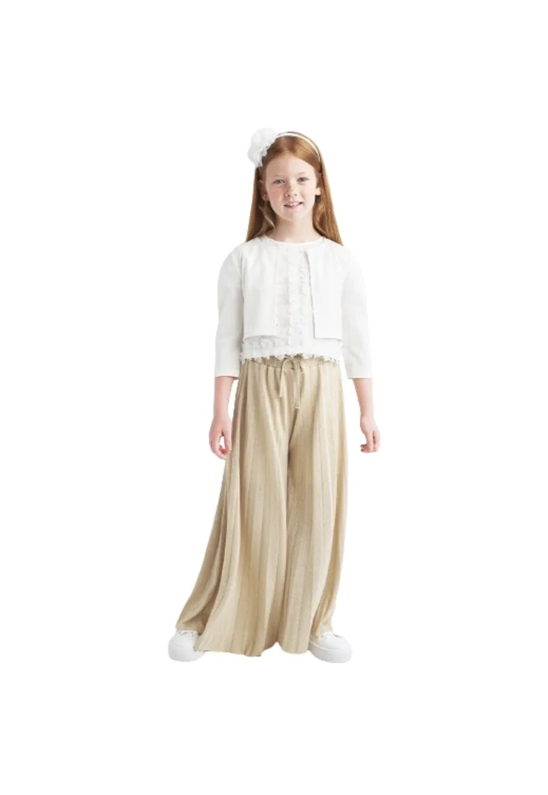 Pantaloni largi cu fir lurex pentru fata ,  4.8521, Auriu/Golden Beige