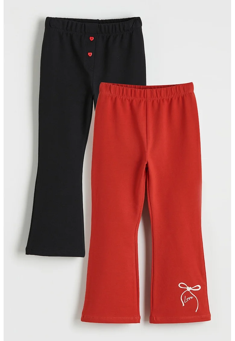 Set de pantaloni evazati din amestec de bumbac - 2 perechi, Rosu/Negru