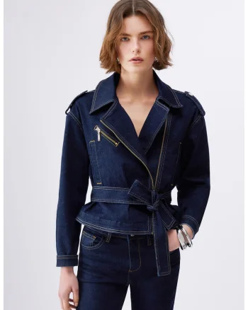 Jacheta biker din denim, Albastru denim
