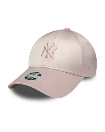 Sapca de satin cu capsa pe partea din spate 9Forty NY Yankees, Roz prafuit