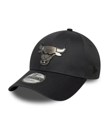 Sapca cu logo metalic 9Forty NBA Chicago Bulls, Negru/Argintiu