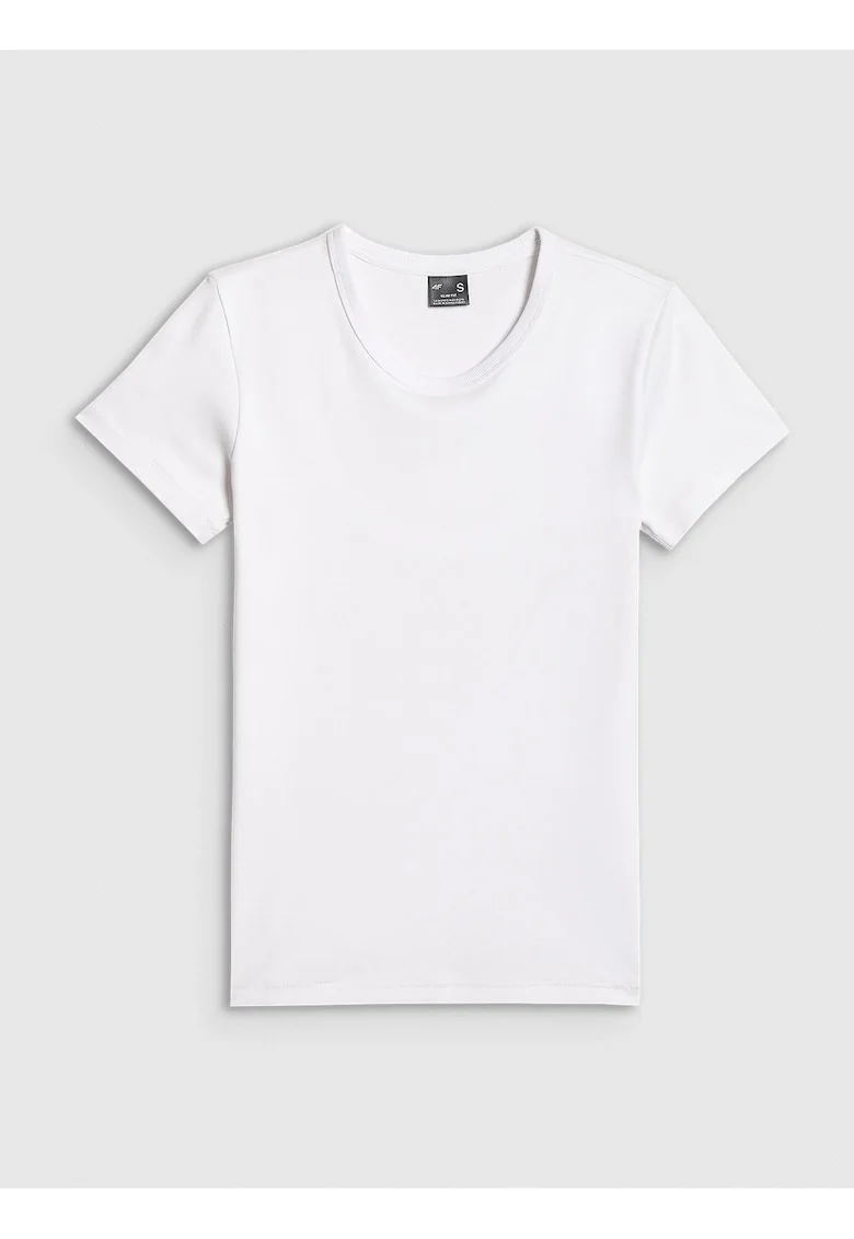 Tricou dama  alb, bumbac, slim fit, decolteu rotund
