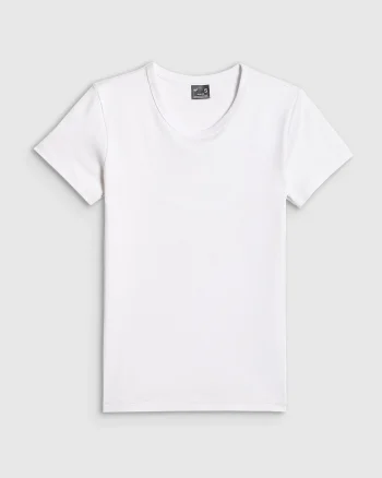 Tricou dama  alb, bumbac, slim fit, decolteu rotund