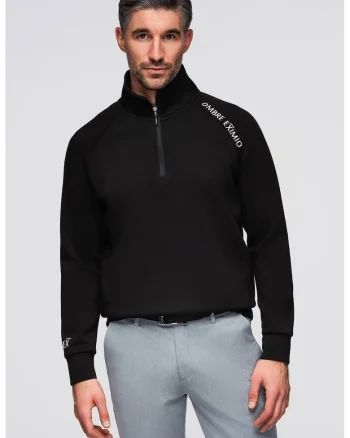 Bluza de trening cu fenta cu fermoar, Negru