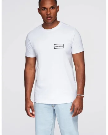 Tricou cu decolteu la baza gatului si detaliu cu logo pe piept, Alb