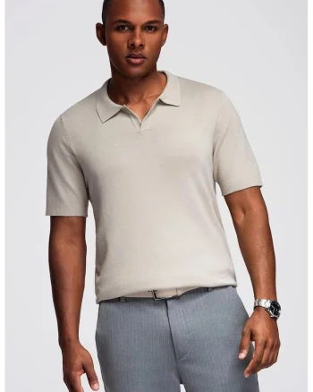Tricou regular fit cu guler polo, Gri deschis