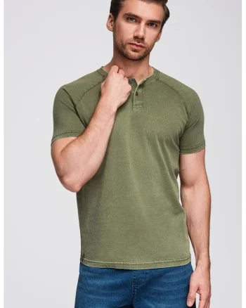 Tricou din bumbac cu maneci raglan, Kaki