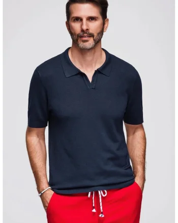 Tricou regular fit cu guler polo, Bleumarin