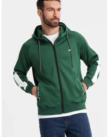 Hanorac cu fermoar si buzunare laterale, Verde aquamarin