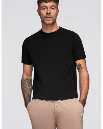 Tricou din amestec de bumbac cu maneci raglan, Negru