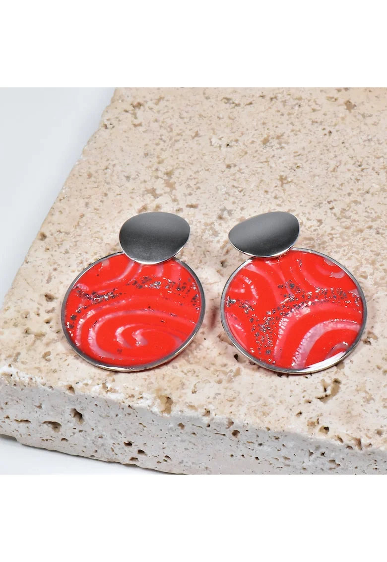 Cercei  din lut polimeric si rasina epoxidica, multicolor, 5x8cm