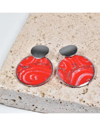 Cercei  din lut polimeric si rasina epoxidica, multicolor, 5x8cm