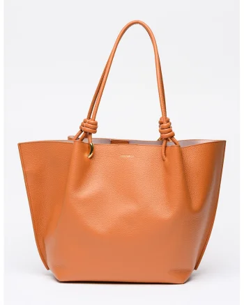 Geanta shopper din piele cu aspect granulat Finn, Caramel