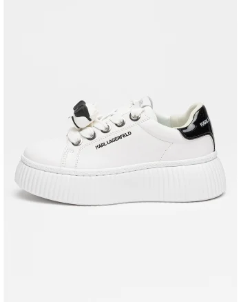 Pantofi sport flatform din piele cu detalii monograma, Negru stins/Alb optic/Argintiu