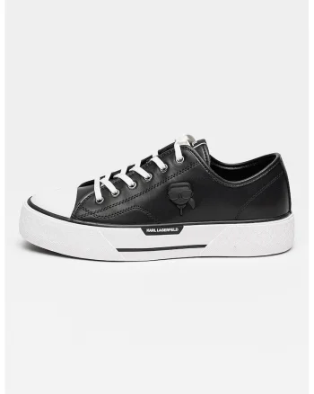 Pantofi sport low-cut din piele, Negru/Alb optic