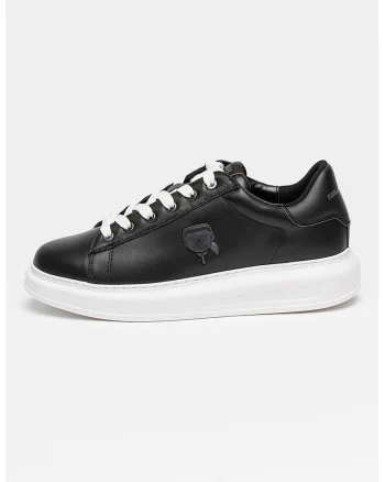 Pantofi sport din piele cu detalii cu logo, Negru/Alb optic