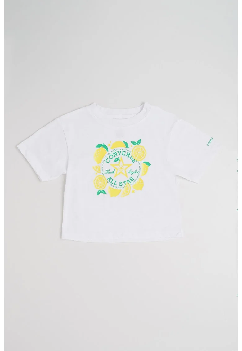 Tricou cu imprimeu grafic, Alb/Galben
