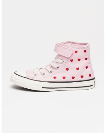 Tenisi mid-cut cu model cu broderie Chuck Taylor All Star, Roz deschis