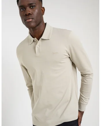 Bluza polo de bumbac Pe_Interlock, Bej