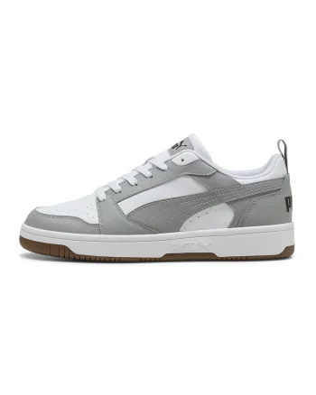 Pantofi sport unisex Rebound v6 din piele ecologica, Alb/Gri pal