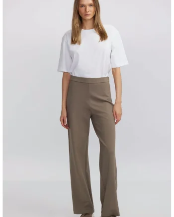 Pantaloni slim fit cu talie inalta, Maro/Maro camel