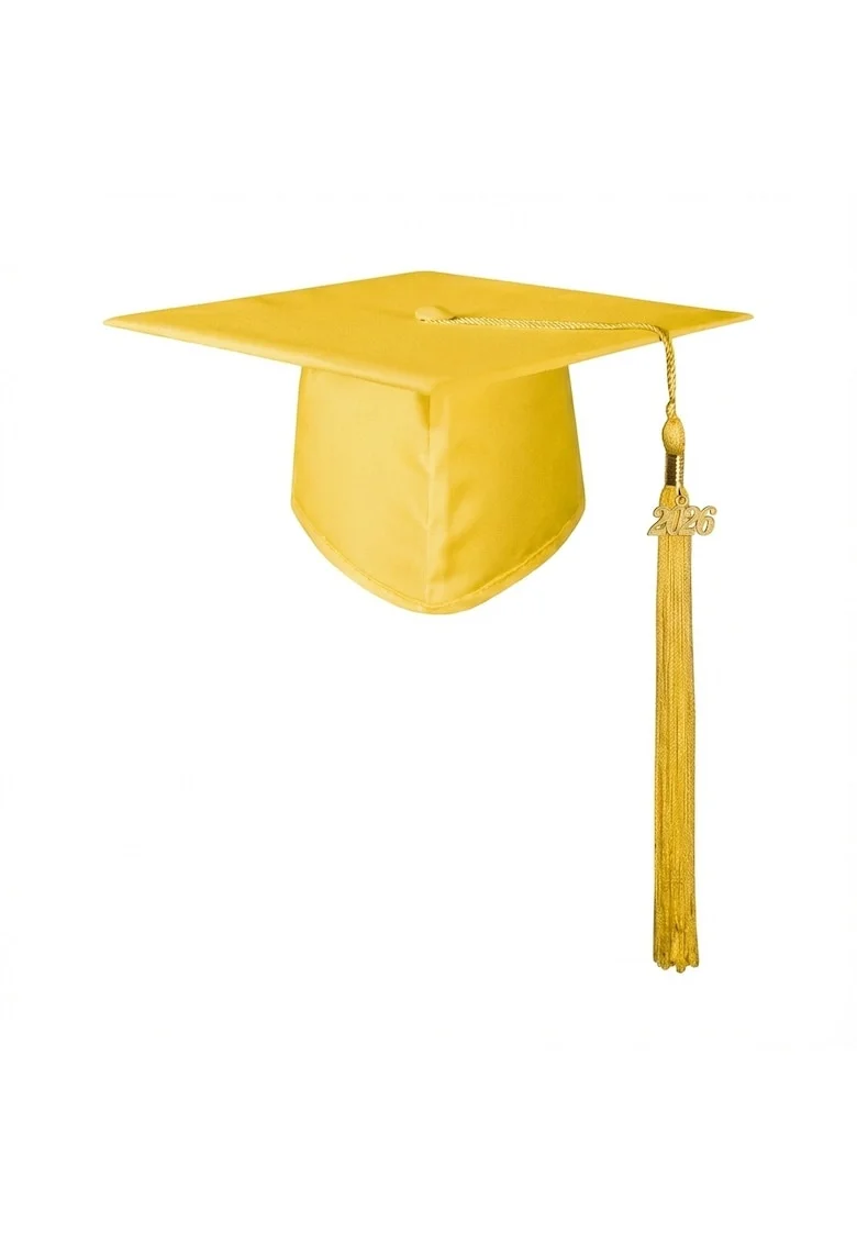 Toca absolvire  cu ciucure și medalion 2026 mărime universală, Galben
