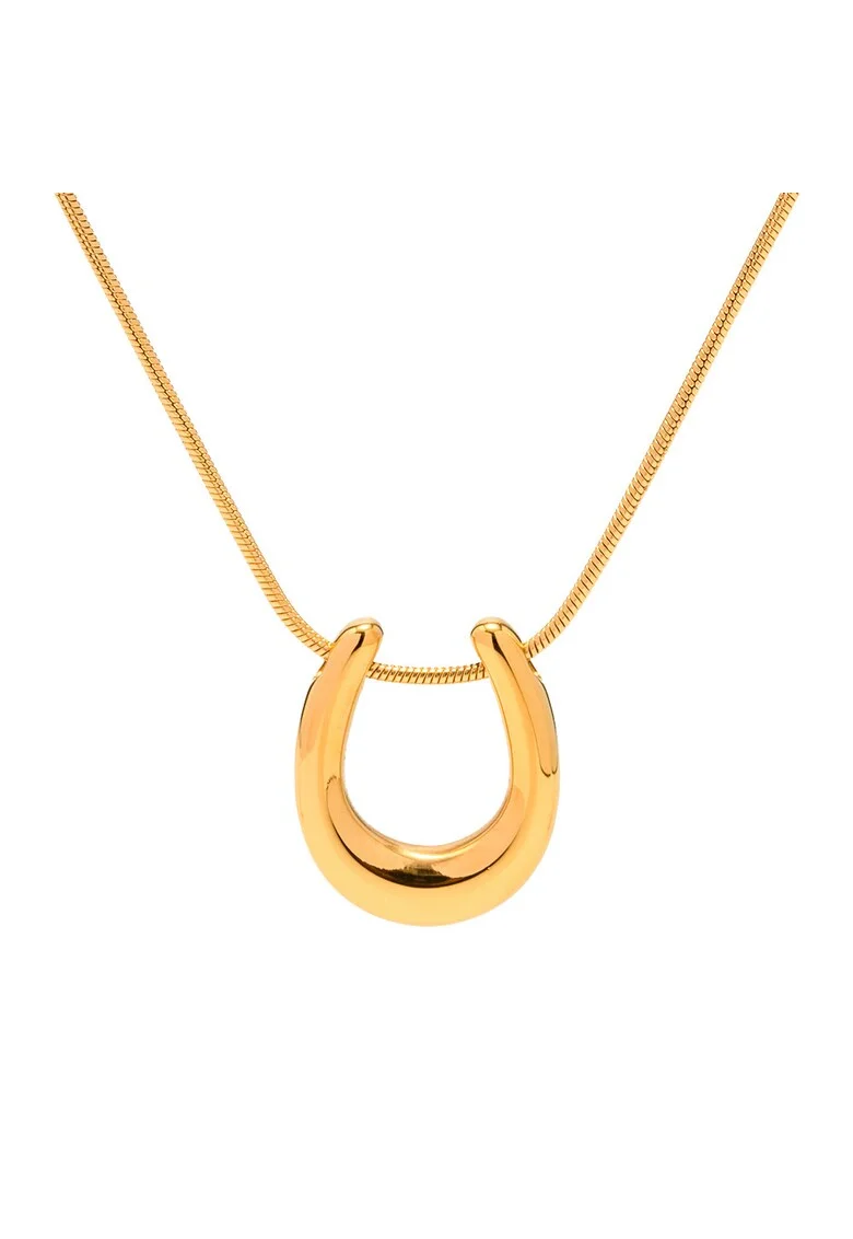 Colier dama din otel inoxidabil, placat PVD cu aur 18K, cu pandantiv, design minimalist, lungime 45 + 5 cm