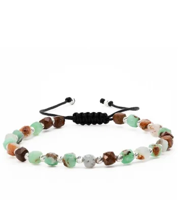 Bratara cu 26 de bile de Argint 925 si Crisopraz & Bronzit