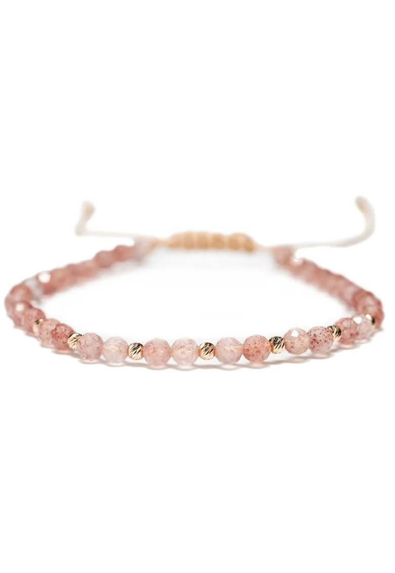 Bratara 10 bile aur 14k, ajustabila, Roz