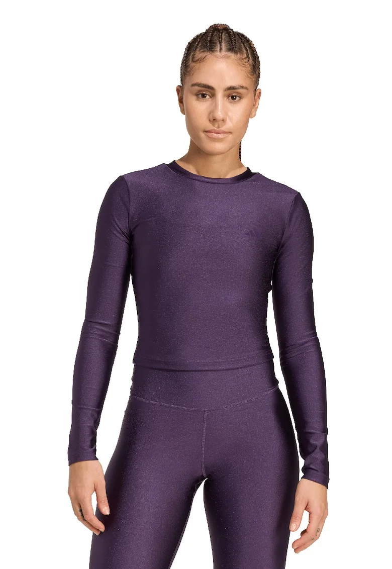 Bluza crop pentru fitness, Mov inchis