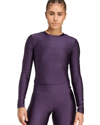 Bluza crop pentru fitness, Mov inchis