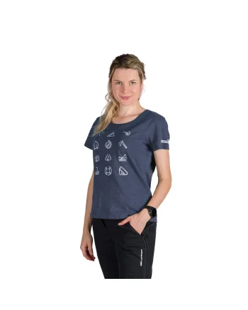 Tricou tehnic outdoor bumbac organic femei Candice, Blue nights