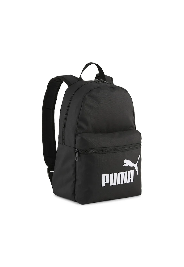 Rucsac din material textil cu buzunar frontal cu fermoar, Negru