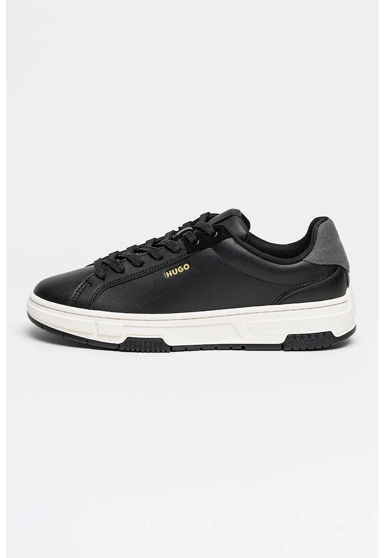 Pantofi sport Yarrow de piele ecologica si piele intoarsa sintetica, Negru/Gri inchis