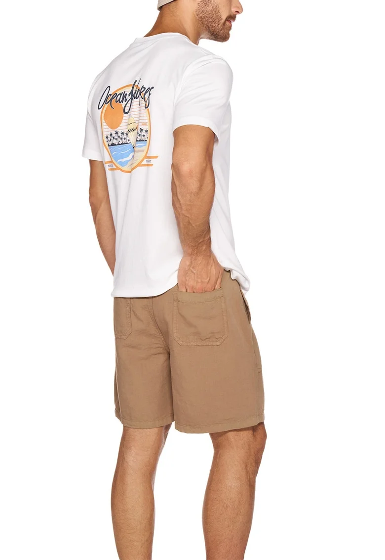 Tricou cu imprimeu grafic pe partea din spate, Alb/Portocaliu