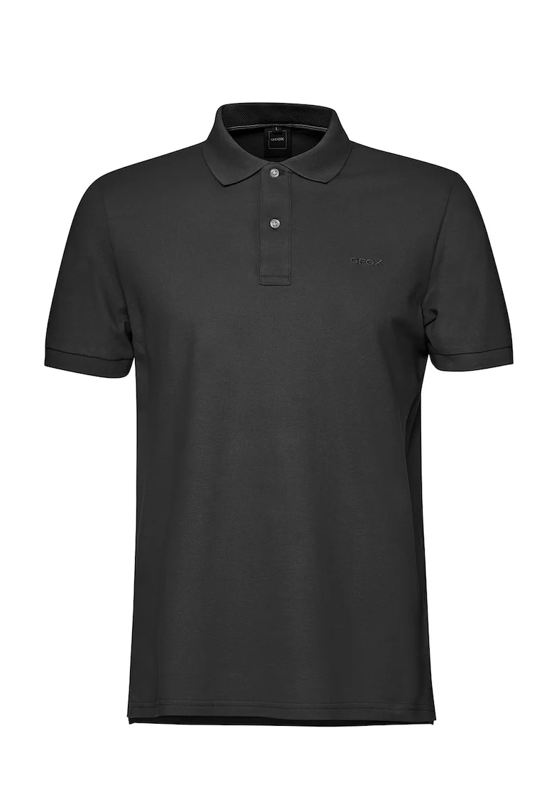 Tricou cu guler polo si broderie logo discreta, Negru