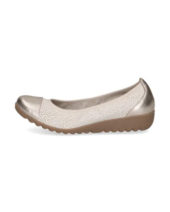 Balerini de piele cu design perforat, Auriu/Bej deschis