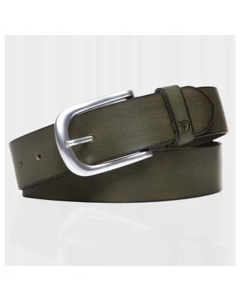 Cureaua Barbati,  TM0174H51, Regular Fit, Cu Catarama Metalica, Design Clasic, Pentru Pantaloni, Blugi, Pantaloni Scurti, 100% Piele Naturala, 90 Cm, Verde