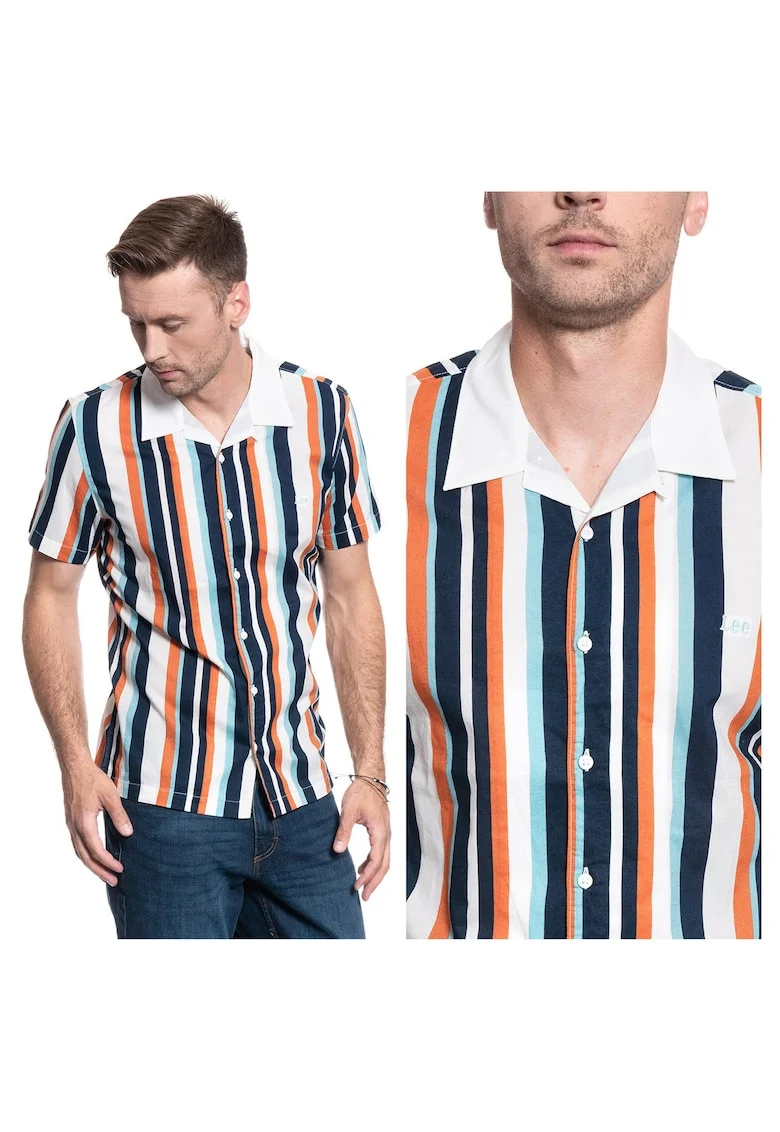 Camasa Barbati,  SS Bowling Shirt, Regular Fit, Maneci Scurti, Design Clasic, Cu Nasturi, Bumbac, Marime M, Portocaliu