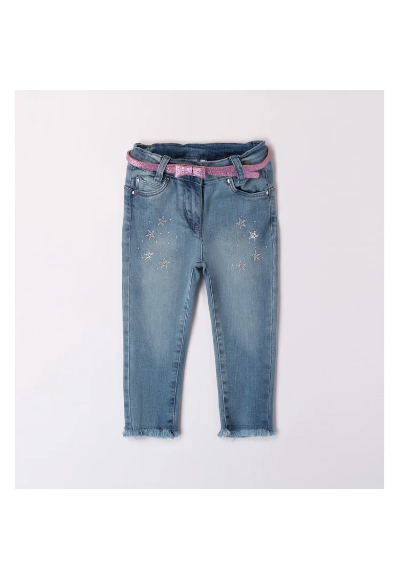 Pantaloni denim cu acesoriu curea pentru fetite, 4.7651, Albastru