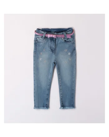 Pantaloni denim cu acesoriu curea pentru fetite, 4.7651, Albastru