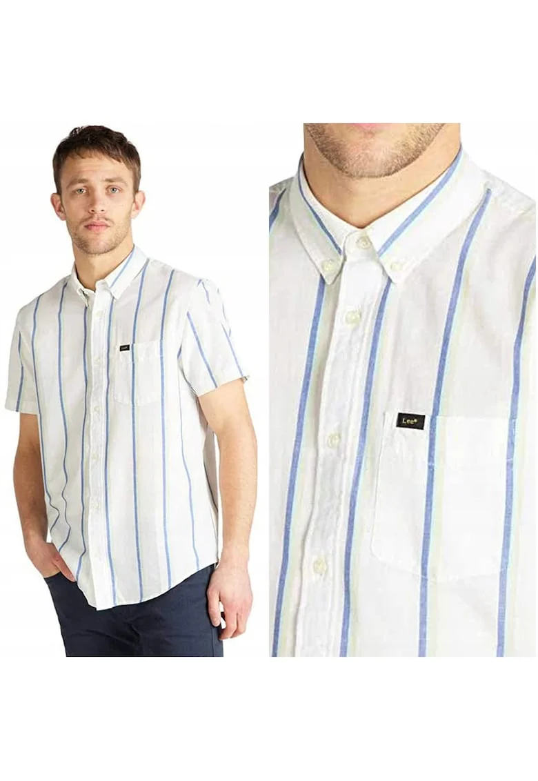 Camasa Barbati,  Button Down SS, Regular Fit, Maneci Scurti, Design Clasic, Cu Nasturi, Bumbac, Marime M, Multicolor