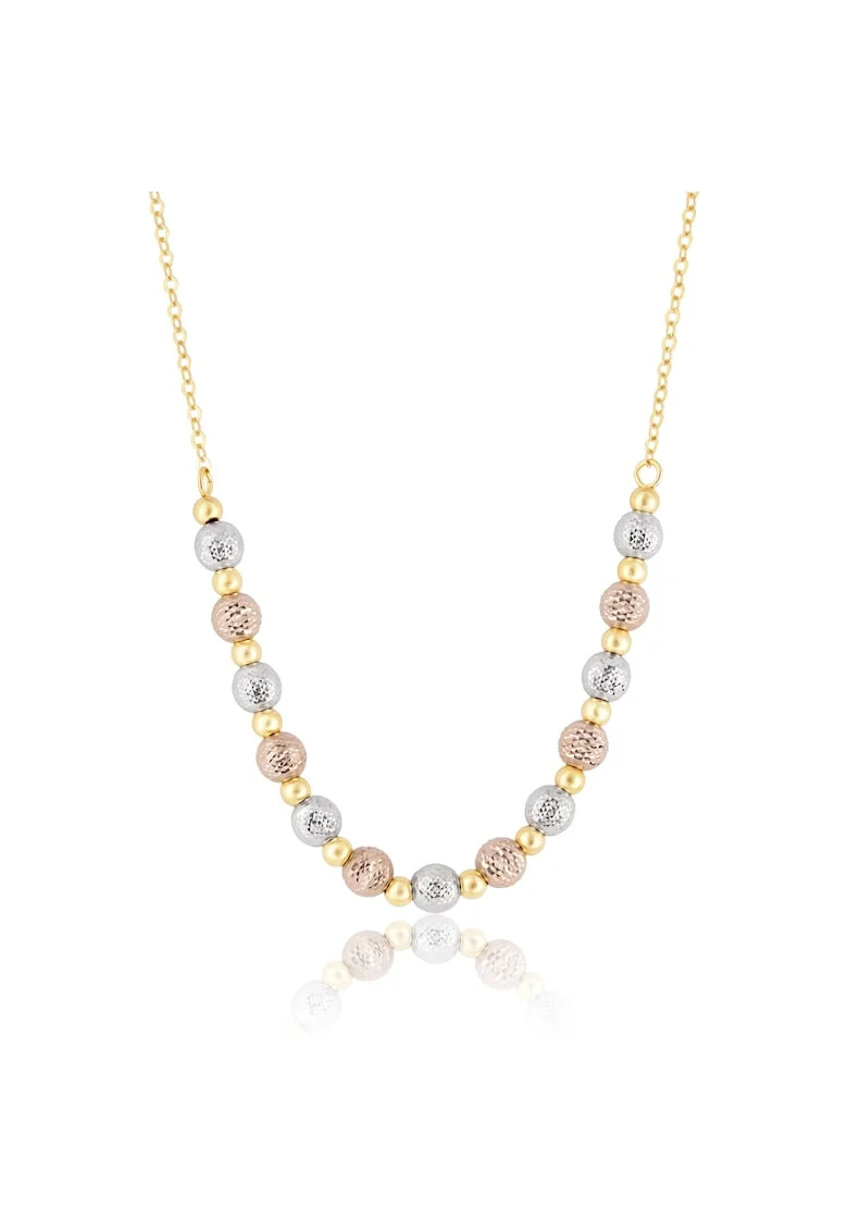 Colier din Aur Galben, Alb si Rox de 18 k cu Bile Diamantate,  4.1g