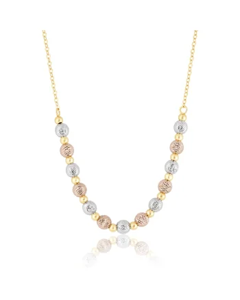 Colier din Aur Galben, Alb si Rox de 18 k cu Bile Diamantate,  4.1g