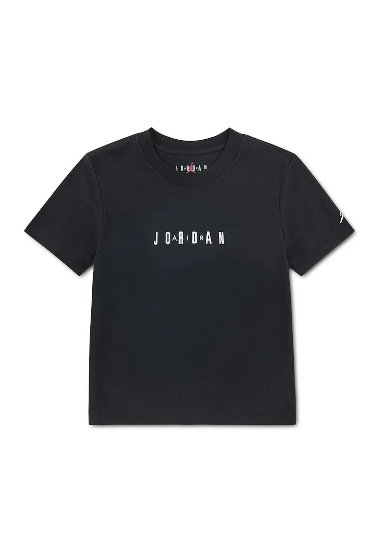 Tricou cu logo brodat, pentru baschet, Negru/Alb murdar