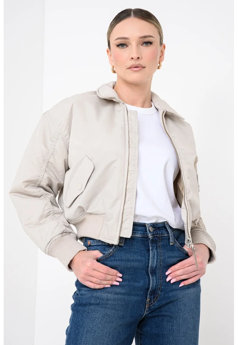 Jacheta bomber crop, Alb fildes